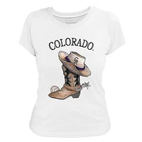 Women's Tiny Turnip White Colorado Rockies Cowboy Boot T-Shirt