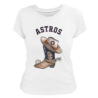 Women's Tiny Turnip White Houston Astros Cowboy Boot T-Shirt