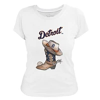 Women's Tiny Turnip White Detroit Tigers Cowboy Boot T-Shirt