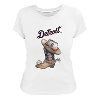 Women's Tiny Turnip White Detroit Tigers Cowboy Boot T-Shirt