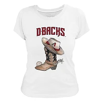 Women's Tiny Turnip White Arizona Diamondbacks Cowboy Boot T-Shirt