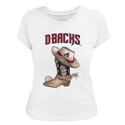 Women's Tiny Turnip White Arizona Diamondbacks Cowboy Boot T-Shirt