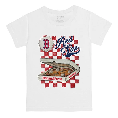 Infant Tiny Turnip White Boston Red Sox Pizza T-Shirt