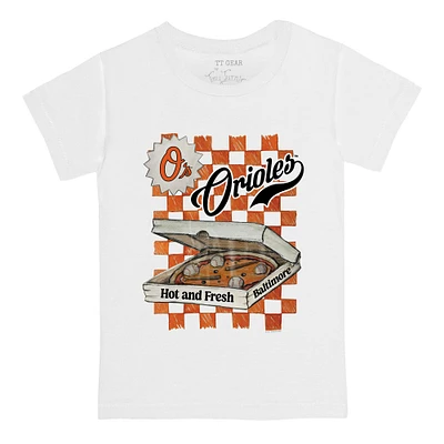 Infant Tiny Turnip White Baltimore Orioles Pizza T-Shirt