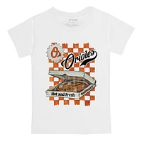Infant Tiny Turnip White Baltimore Orioles Pizza T-Shirt