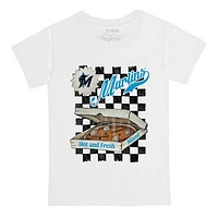 Toddler Tiny Turnip White Miami Marlins Pizza T-Shirt