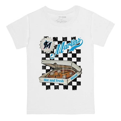 Toddler Tiny Turnip White Miami Marlins Pizza T-Shirt