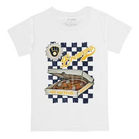Toddler Tiny Turnip White Milwaukee Brewers Pizza T-Shirt