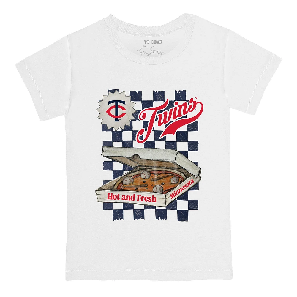Toddler Tiny Turnip White Minnesota Twins Pizza T-Shirt