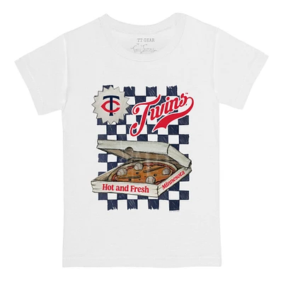 Toddler Tiny Turnip White Minnesota Twins Pizza T-Shirt
