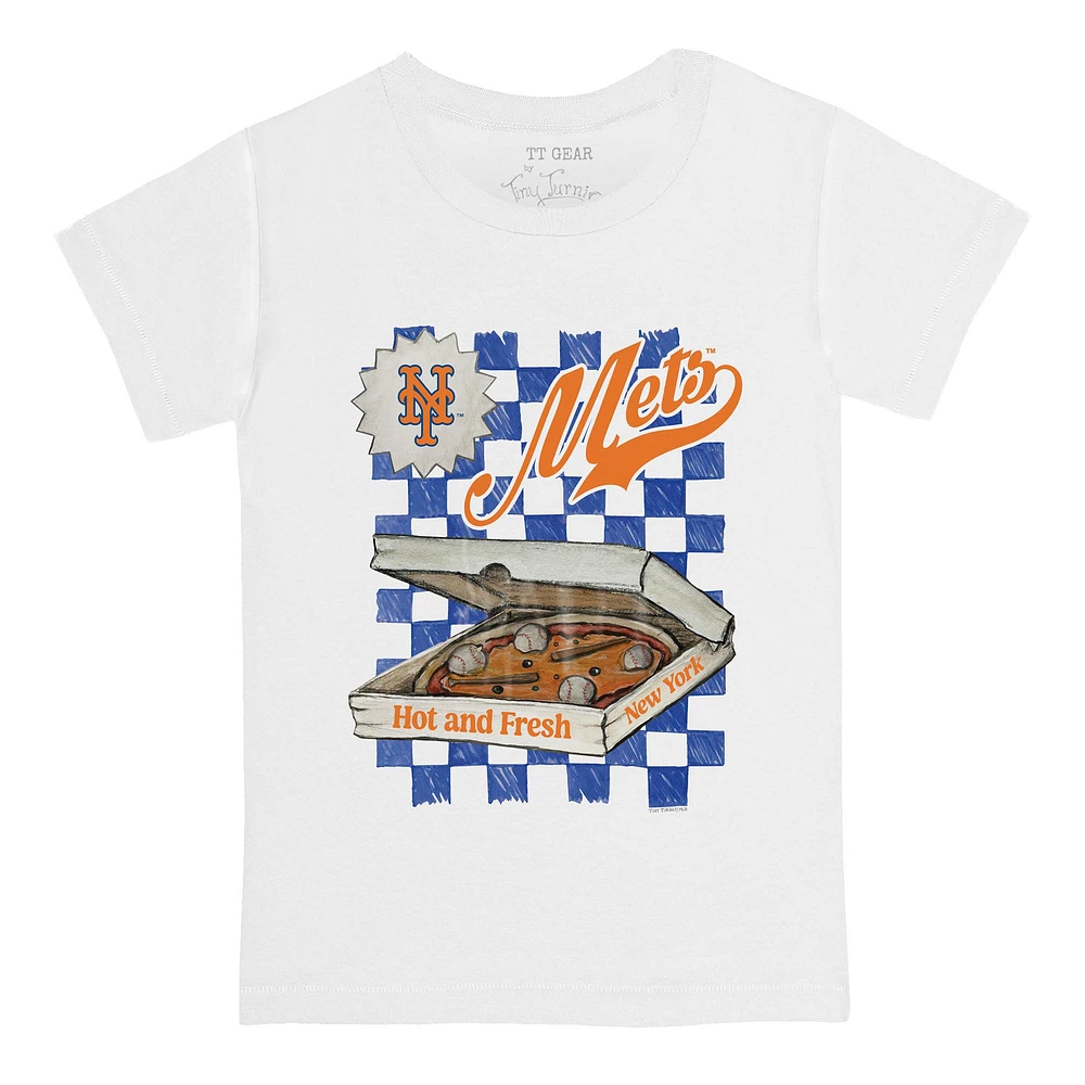 Toddler Tiny Turnip White New York Mets Pizza T-Shirt