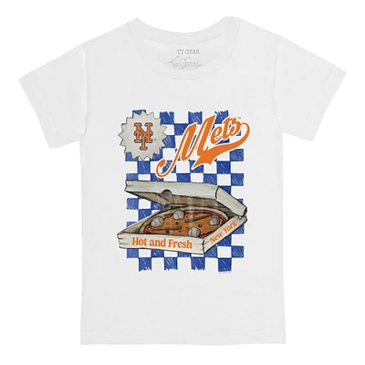 Toddler Tiny Turnip White New York Mets Pizza T-Shirt