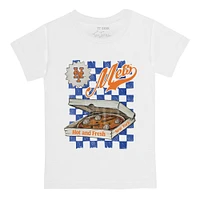 Toddler Tiny Turnip White New York Mets Pizza T-Shirt