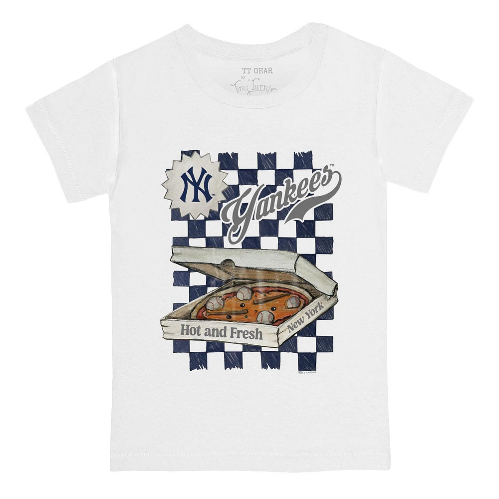 Toddler Tiny Turnip White New York Yankees Pizza T-Shirt