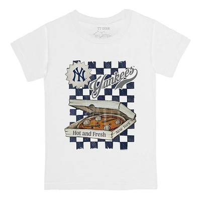 Toddler Tiny Turnip White New York Yankees Pizza T-Shirt