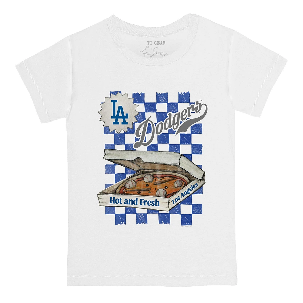 Toddler Tiny Turnip White Los Angeles Dodgers Pizza T-Shirt