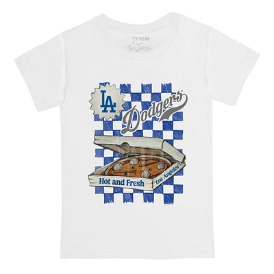 Toddler Tiny Turnip White Los Angeles Dodgers Pizza T-Shirt