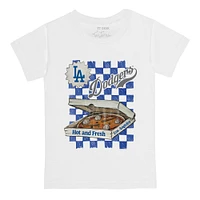Toddler Tiny Turnip White Los Angeles Dodgers Pizza T-Shirt