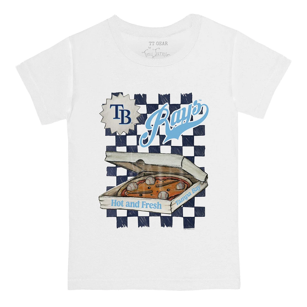Toddler Tiny Turnip White Tampa Bay Rays Pizza T-Shirt