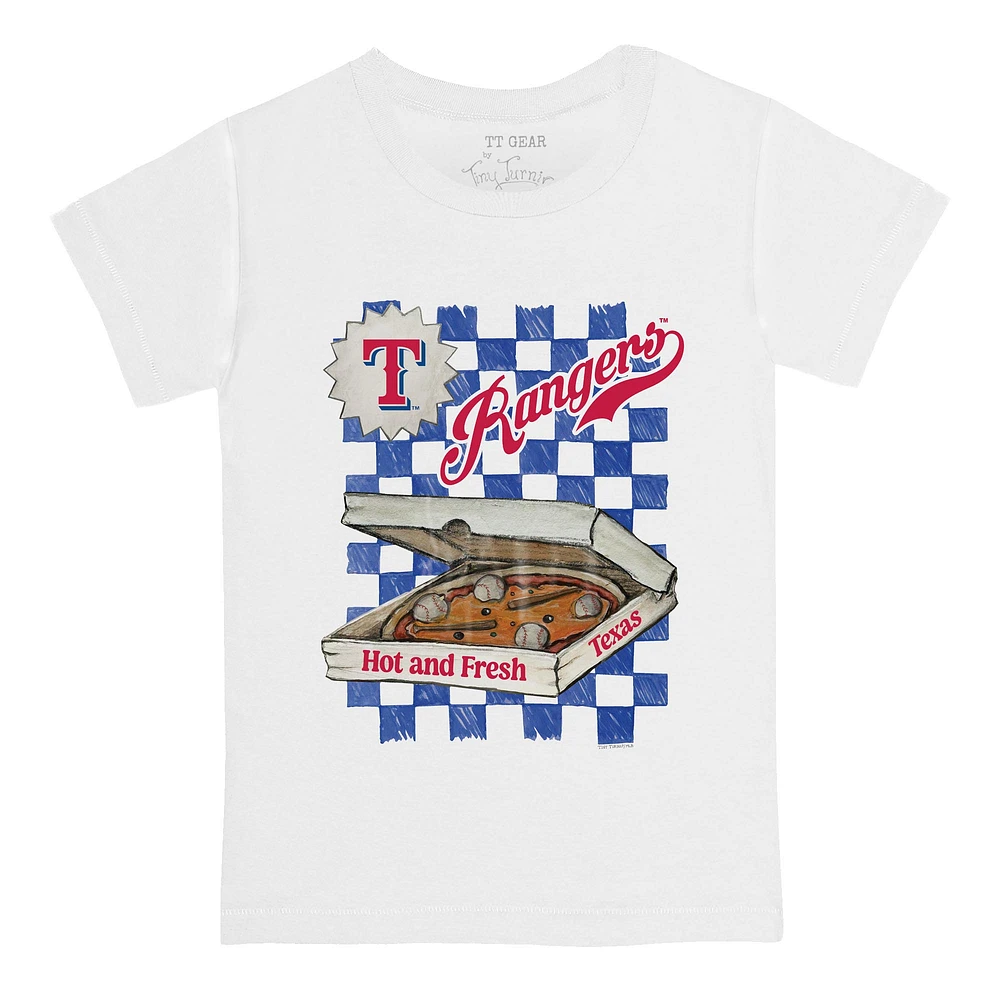 Youth Tiny Turnip White Texas Rangers Pizza T-Shirt