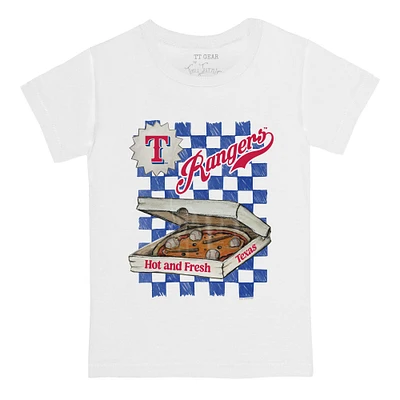 Youth Tiny Turnip White Texas Rangers Pizza T-Shirt