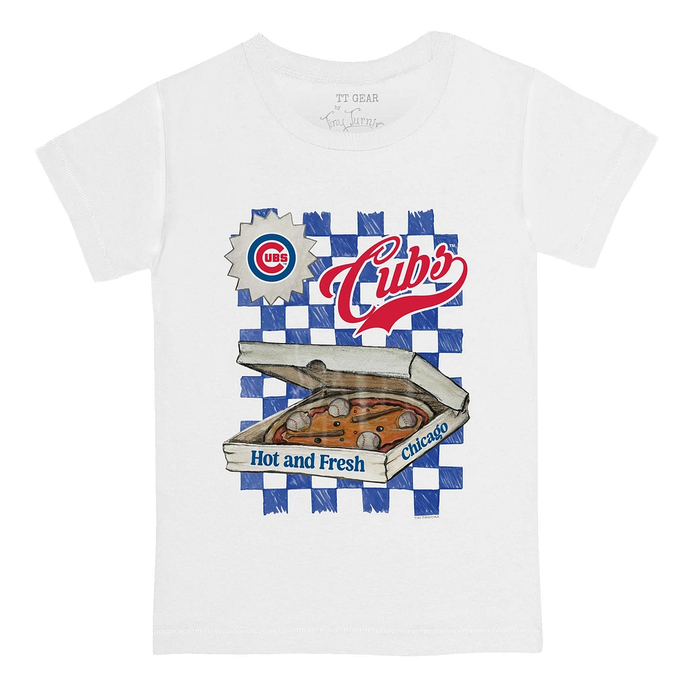 Youth Tiny Turnip White Chicago Cubs Pizza T-Shirt