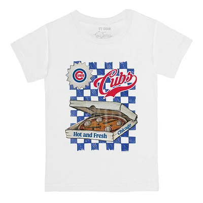 Youth Tiny Turnip White Chicago Cubs Pizza T-Shirt