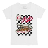 Youth Tiny Turnip White Cincinnati Reds Pizza T-Shirt