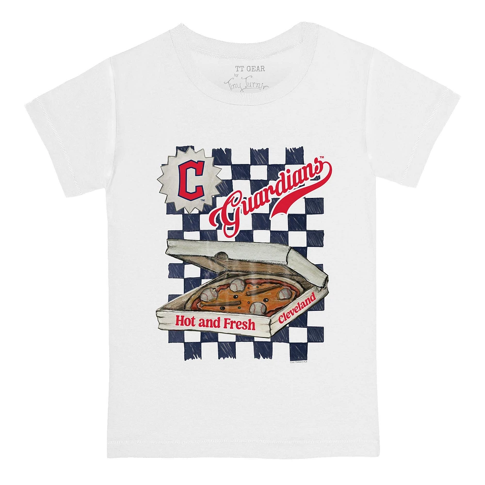 Youth Tiny Turnip White Cleveland Guardians Pizza T-Shirt