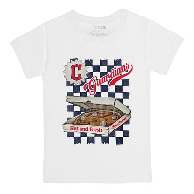Youth Tiny Turnip White Cleveland Guardians Pizza T-Shirt