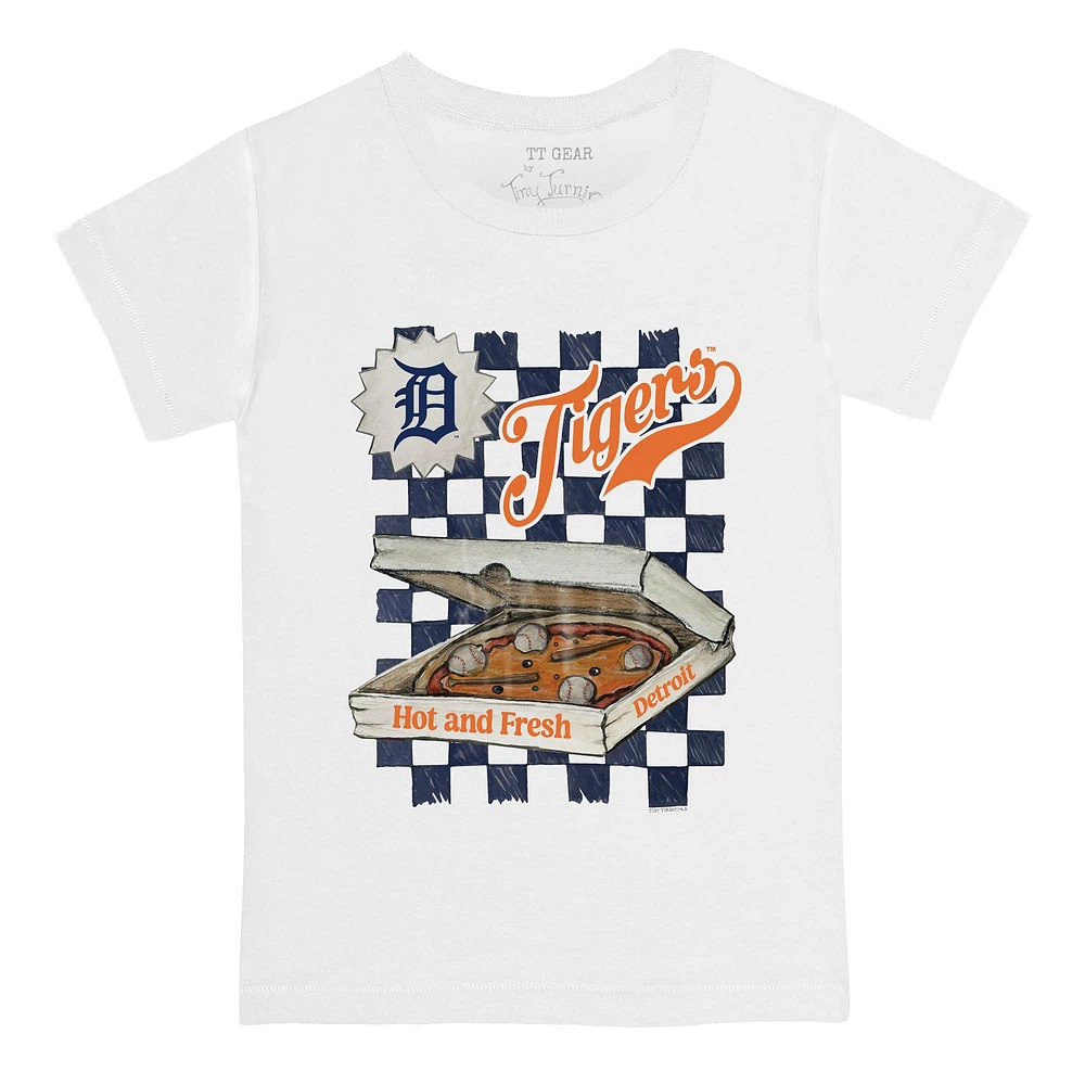 Youth Tiny Turnip White Detroit Tigers Pizza T-Shirt