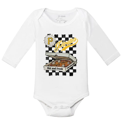 Infant Tiny Turnip White Pittsburgh Pirates Pizza Long Sleeve Bodysuit
