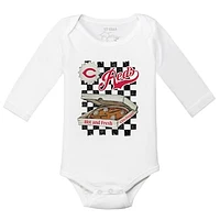 Infant Tiny Turnip White Cincinnati Reds Pizza Long Sleeve Bodysuit