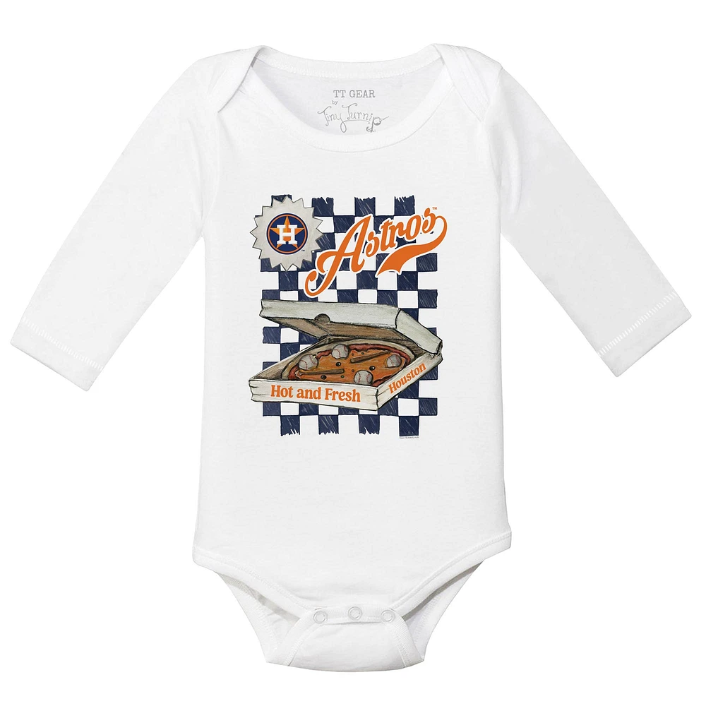 Infant Tiny Turnip White Houston Astros Pizza Long Sleeve Bodysuit