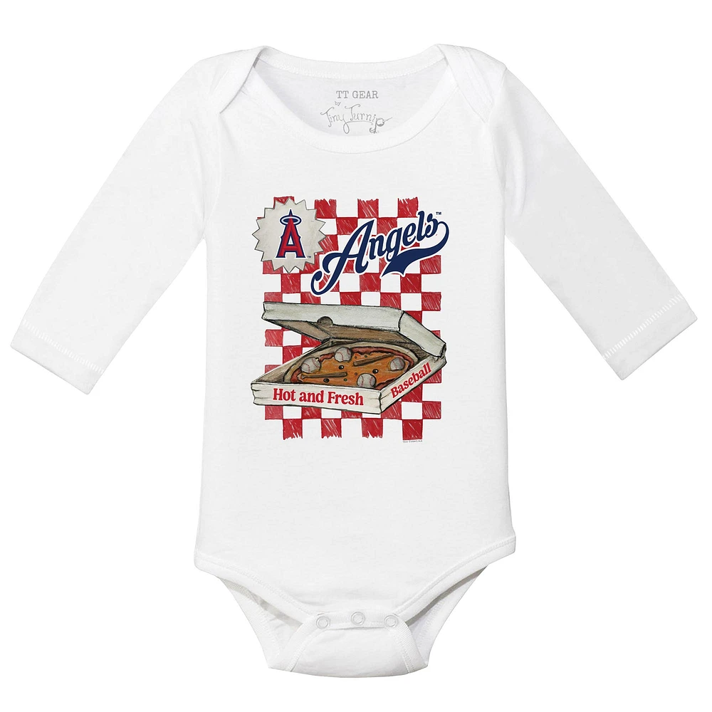 Infant Tiny Turnip White Los Angeles Angels Pizza Long Sleeve Bodysuit