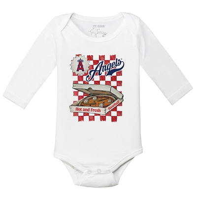 Infant Tiny Turnip White Los Angeles Angels Pizza Long Sleeve Bodysuit