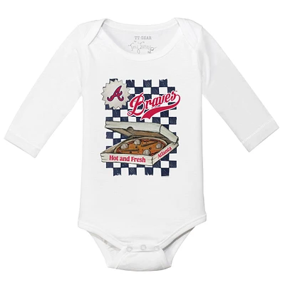 Infant Tiny Turnip White Atlanta Braves Pizza Long Sleeve Bodysuit