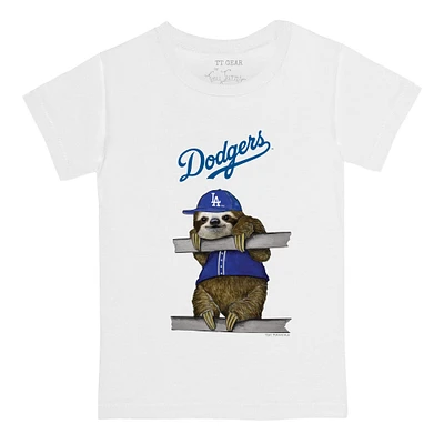 Infant Tiny Turnip White Los Angeles Dodgers Sloth T-Shirt