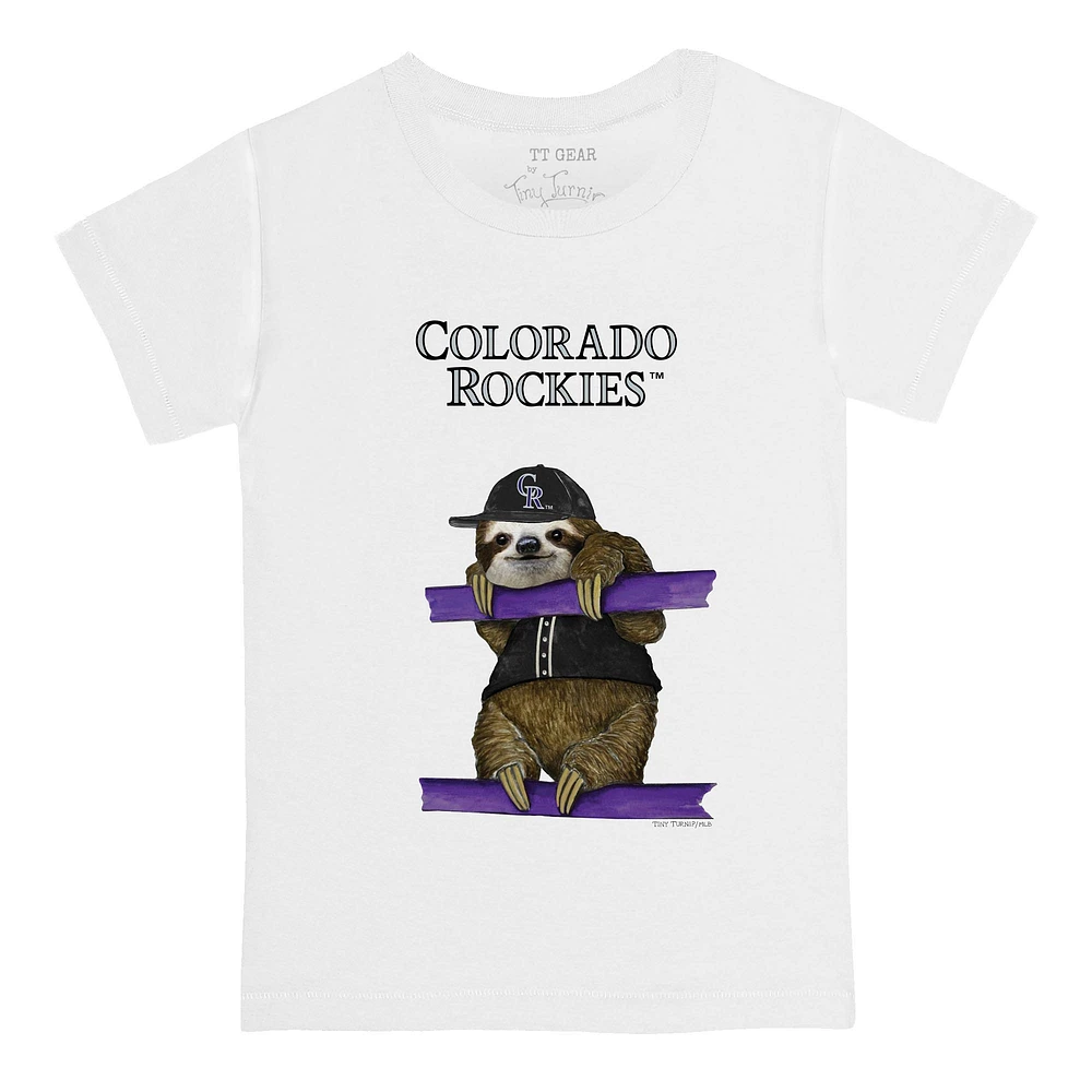 Infant Tiny Turnip White Colorado Rockies Sloth T-Shirt
