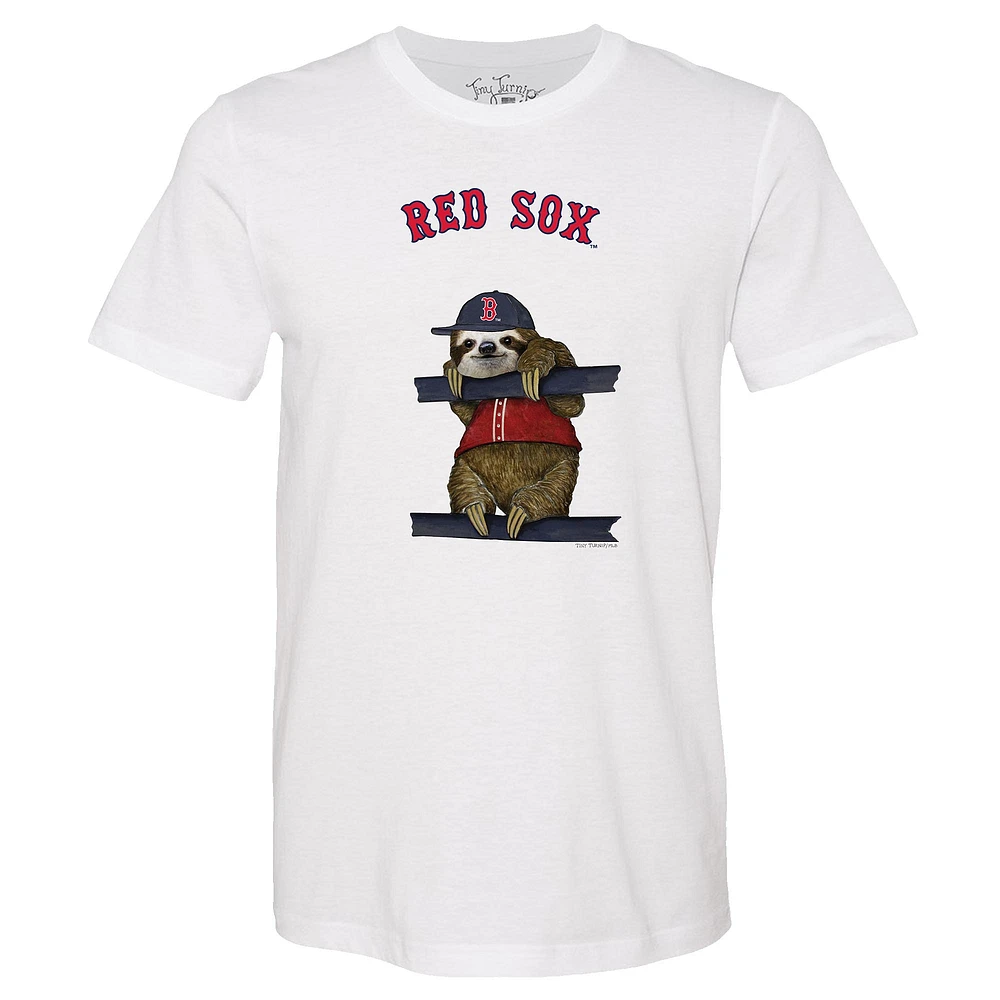 Unisex Tiny Turnip White Boston Red Sox Sloth T-Shirt