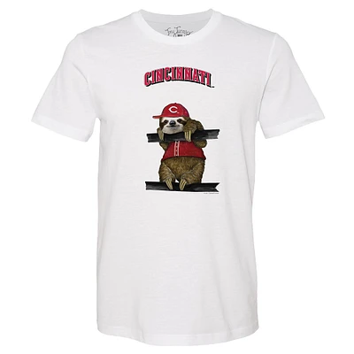 Unisex Tiny Turnip White Cincinnati Reds Sloth T-Shirt