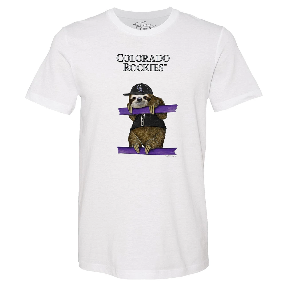 Unisex Tiny Turnip White Colorado Rockies Sloth T-Shirt