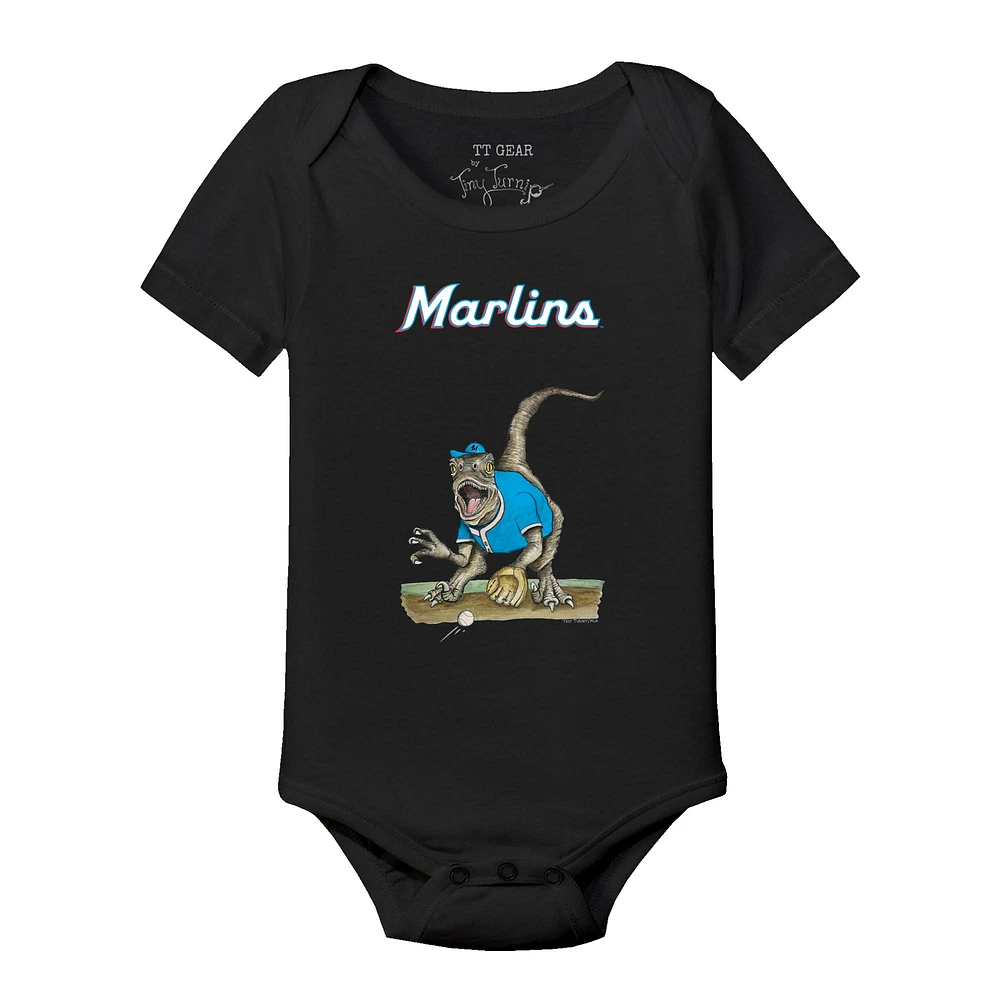 Infant Tiny Turnip Black Miami Marlins Velociraptor Bodysuit