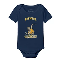 Infant Tiny Turnip Navy Milwaukee Brewers Velociraptor Bodysuit