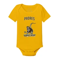 Infant Tiny Turnip Gold San Diego Padres Velociraptor Bodysuit