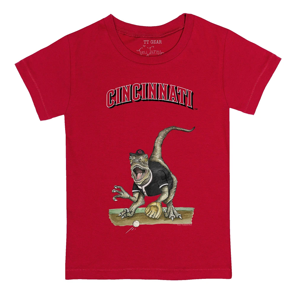 Infant Tiny Turnip Red Cincinnati Reds Velociraptor T-Shirt