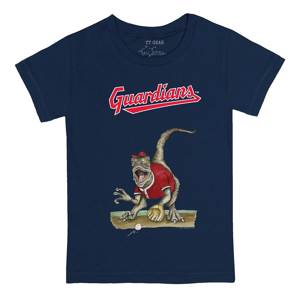 Infant Tiny Turnip Navy Cleveland Guardians Velociraptor T-Shirt