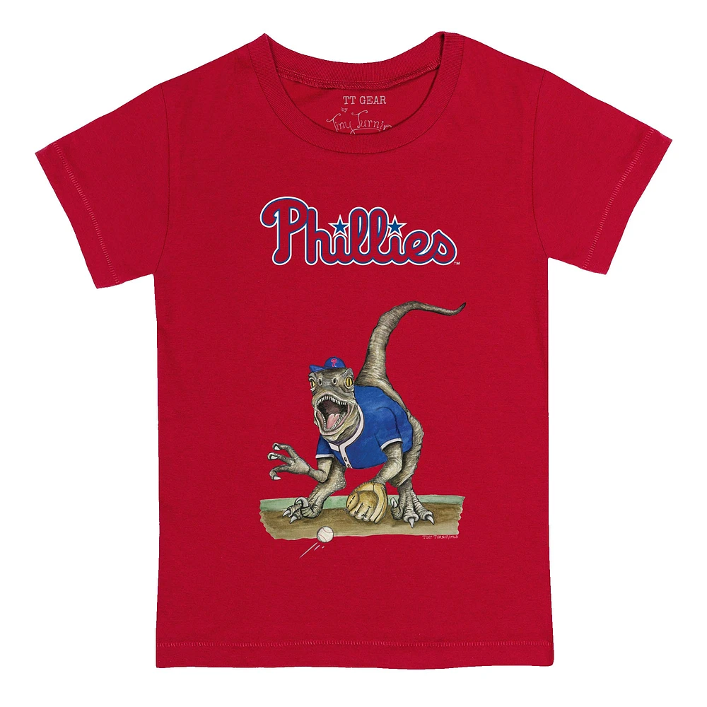 Youth Tiny Turnip Red Philadelphia Phillies Velociraptor T-Shirt