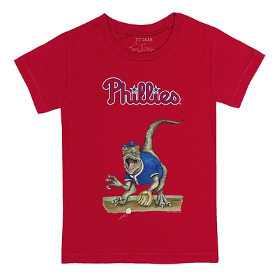 Youth Tiny Turnip Red Philadelphia Phillies Velociraptor T-Shirt