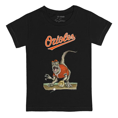 Youth Tiny Turnip Black Baltimore Orioles Velociraptor T-Shirt